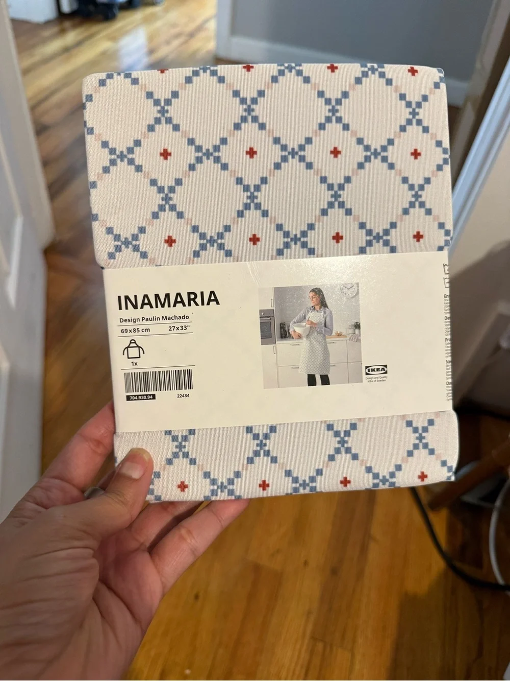 IKEA Light Blue Patterned Cotton Kitchen Apron